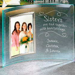 Personalized 5x7 Sisters Heartstrings Beveled Glass Frame