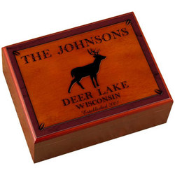 Personalized Cabin Series Stag Design Humidor