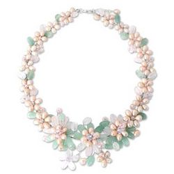 Spring Garland Pearl and Rose Quartz Necklace