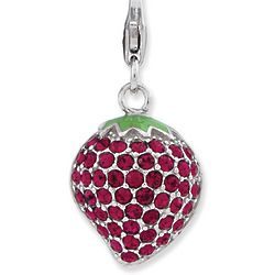 Sterling Silver Enameled Strawberry Charm