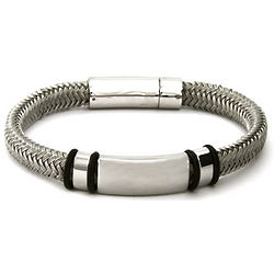 Men's Braided Platinum Gray Cord ID Bracelet