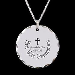 Personalized First Communion Cross Aluminum Necklace
