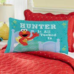 Personalized Sesame Street Elmo All Tucked In Plush Pillowcase