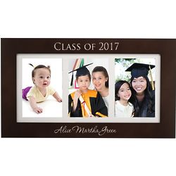 Personalized Triple 5x7 Graduation Dark Walnut Picture Frame