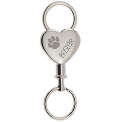 Paw Print Heart Keychain