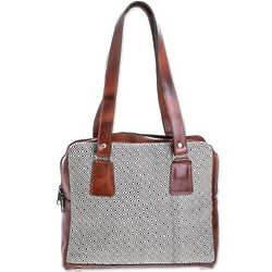 Diamond Fashion Leather Accent Cotton Shoulder Bag