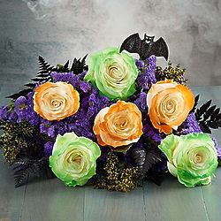 Wicked Bouquet with 6 Roses and Glitter Bat