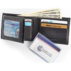 Leather Bifold Wallet with Zippered Currency Compartment