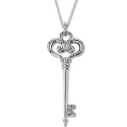 Sterling Silver Diamond Key Pendant