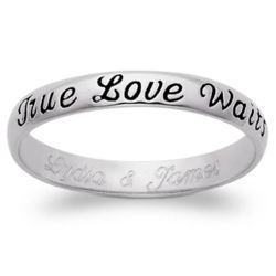Sterling Silver True Love Waits Engraved Purity Band