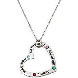 Personalized Best Mom Birthstone Heart Necklace