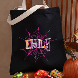 Personalized Spider Web Halloween Treat Bag
