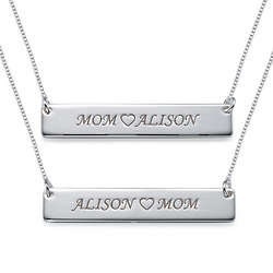 Mom & Daughter Engraved Nameplate Necklace Set