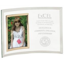 Personalized Jade Glass Crescent with Vertical Photo Frame Award