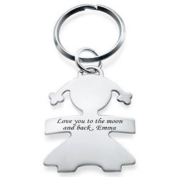Sterling Silver Engraved Girl Key Chain