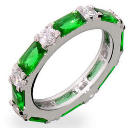 Emerald and Diamond CZ Stackable Eternity Band