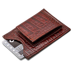 Men's Crocodile Print Italian Leather Money Clip Wallet