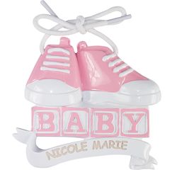 Personalized Pink Baby Shoes Ornament