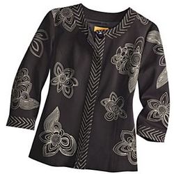 Women's Black and Khaki Embroidered Jacket