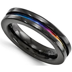 Men's Black Titanium Band with Colored Inlay