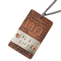 Embossed Life Is A Gift Bronze Necklace
