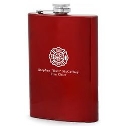 Personalized Fire Department Vibrant Red Flask