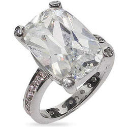 Celebrity Inspired Sterling Silver Cubic Zirconia Engagement Ring