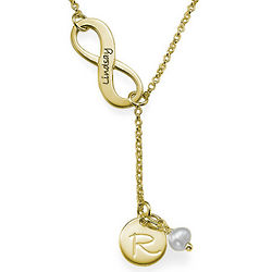 Gold Plated Infinity Y-Shape Birthstone Necklace