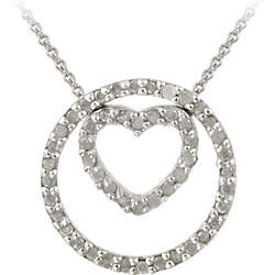 Sterling Silver Diamond Circle & Heart Pendant