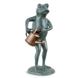 Frog with Watering Can Garden Statue