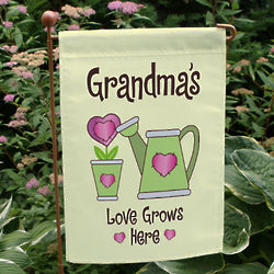 Personalized Love Grows Here Garden Flag
