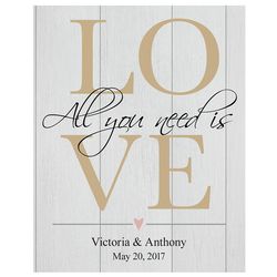 Personalized TwinkleBright LED All You Need Is Love Canvas Print