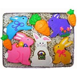 Easter Bunnies and Carrots Cookie Gift Tin