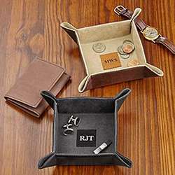 Personalized Leather Valet Catchall
