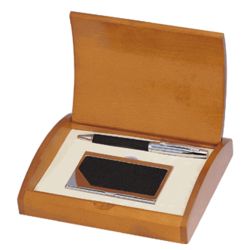 Executive's Personalized Ballpoint Pen and Business Card Display