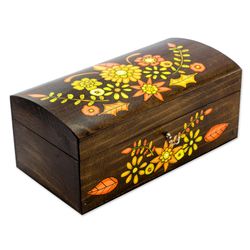 Delicate Flower Wood Jewelry Box