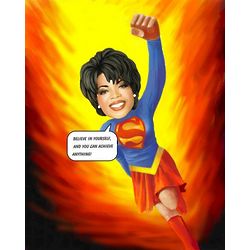 Superwoman Personalized Caricature Art Print