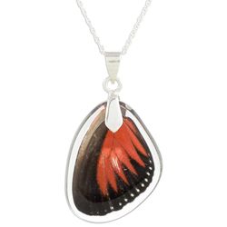 Red Doris Longwing Butterfly Sterling Silver Pendant Necklace