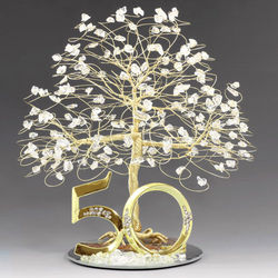 Gold 50th Anniversary Tree / Cake Topper