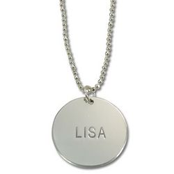 Engraved Silver Medallion Pendant with Name and Birthday