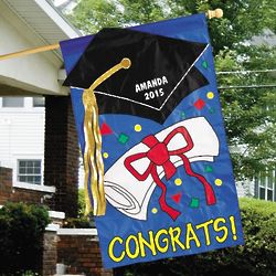 Personalized Congrats Graduation Banner with Gold Metallic Tassel