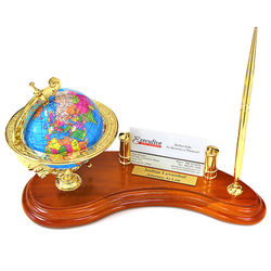 Personalized Rotating Globe Pen Stand and Business Card Holder