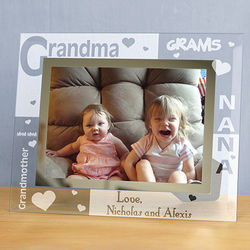 Grandma's Personalized Glass Frame with Heart Design