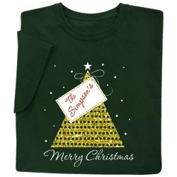 Personalized Name Gift Tag Merry Christmas T-Shirt