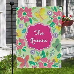 Personalized Butterflies and Flowers Garden Flag
