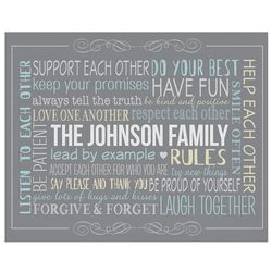 Personalized TwinkleBright LED Our Family Rules Canvas Print