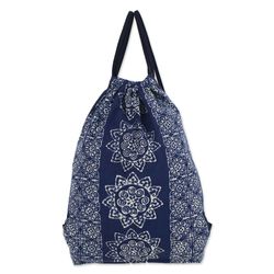 Swirling Suns Cotton Drawstring Backpack