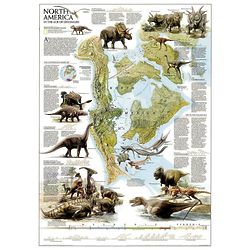 Dinosaurs of North America Mesozoic Era 22x30 Wall Map