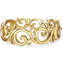 14k Gold Hinged Swirl Bangle Bracelet
