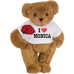 I Heart You Personalized T-Shirt Teddy Bear with Red Roses